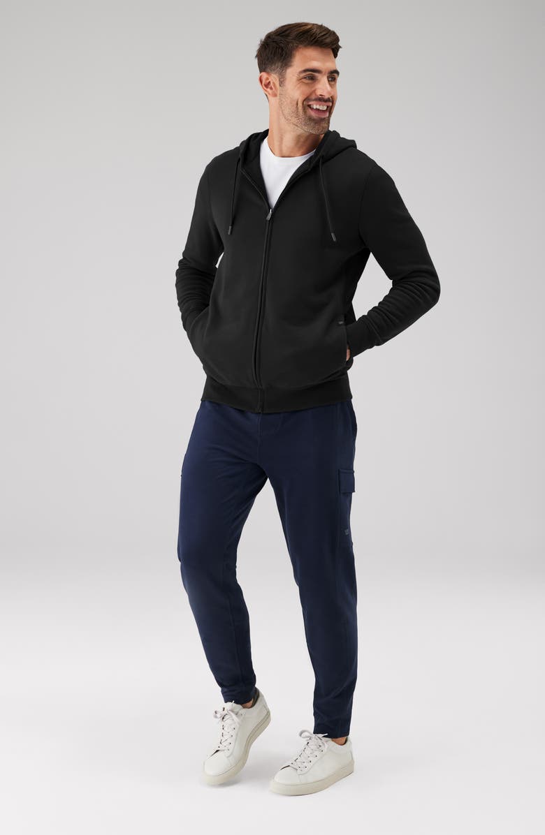 Mack Weldon Ace Cotton Blend French Terry Zip Hoodie, Alternate, color, True Black