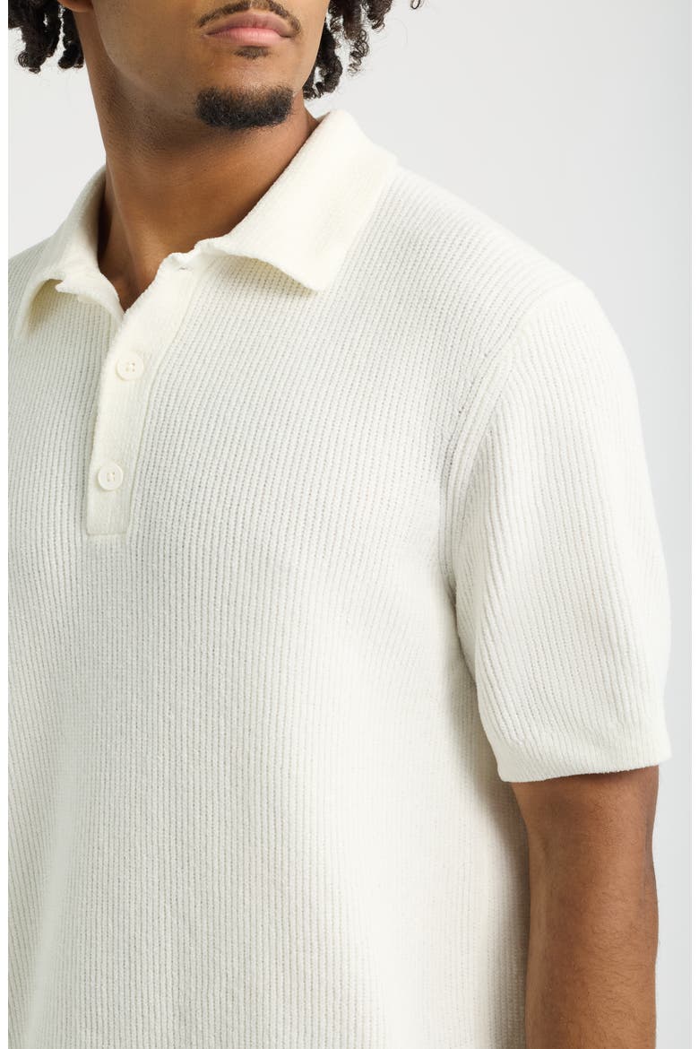 Ribbed Chenille Polo Sweater, Alternate, color, IVORY EGRET