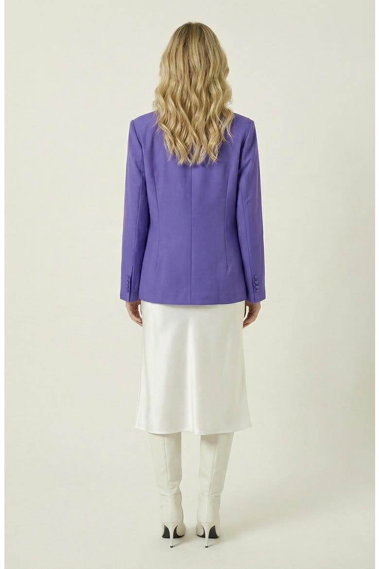 3D Floral Appliqué Tailored Blazer, Alternate, color, Purple