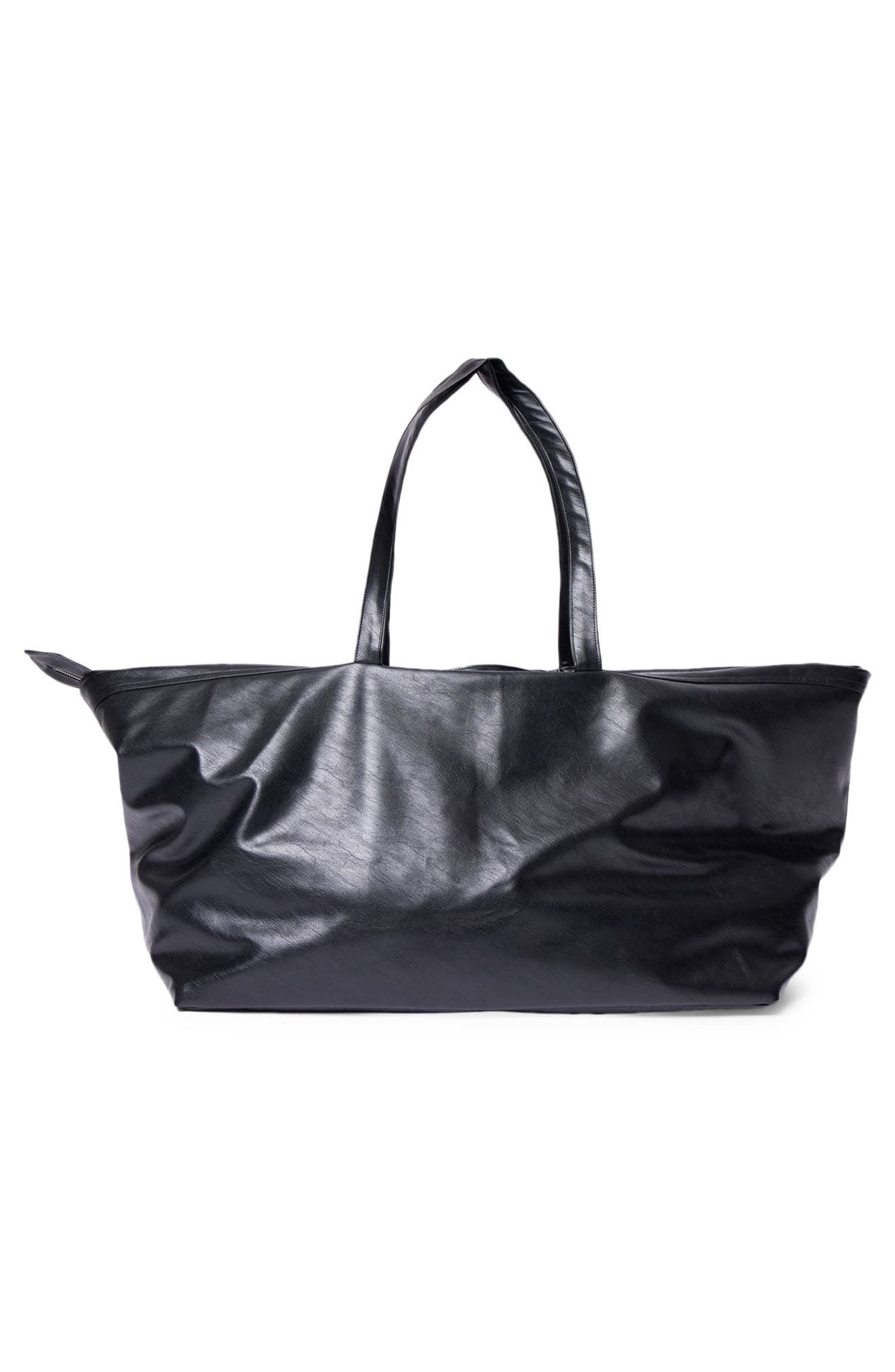 mnml Faux Leather Weekend Bag, Alternate, color, Black