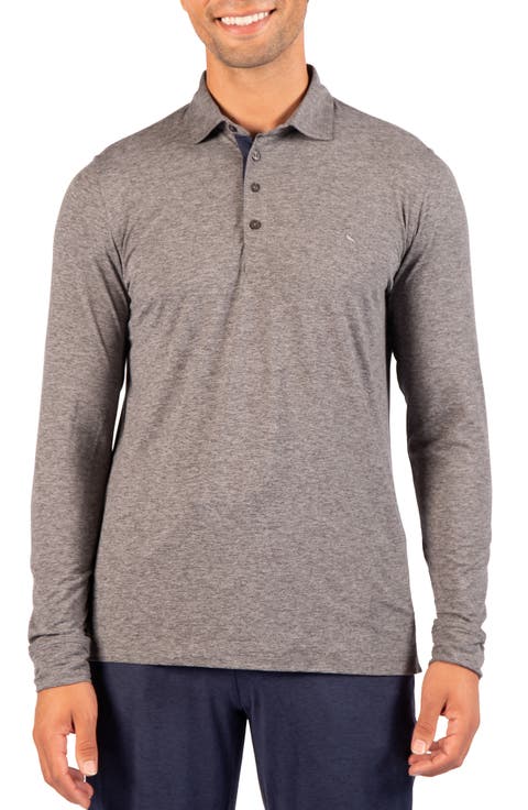 Brushed Melange Long Sleeve Polo