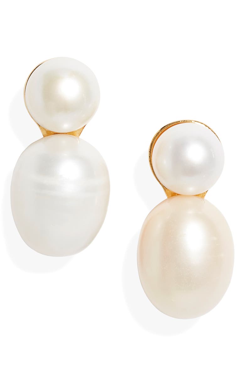 Lele Sadoughi Double Drop Pearl Earrings, Main, color, Pearl