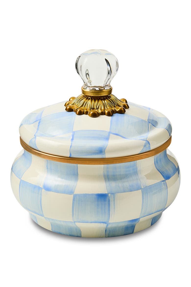 Sky Check Enameled Steel Squashed Pot, Main, color, SKY CHECK