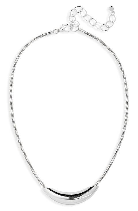 Polished Crescent Bar Pendant Necklace