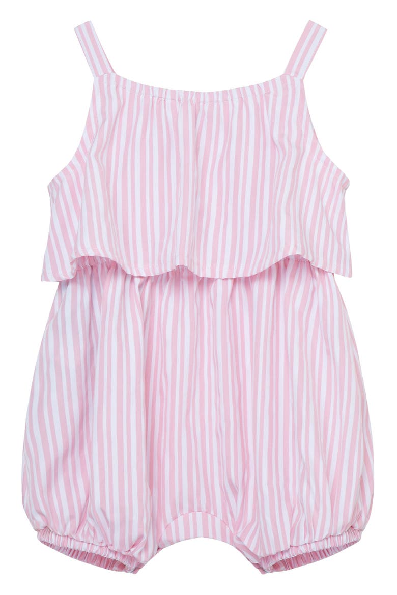 Stripe Tie Front Bubble Romper, Alternate, color, LIGHT PINK