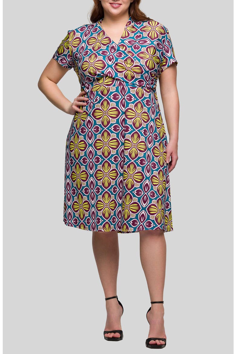 Floral Wrap Front Knit Midi Dress, Main, color, YELLOW MULTI