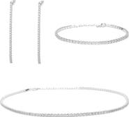 Bearfruit Jewelry Sterling Silver 18k Gold Plated Cherie Tennis Bracelet, Necklace & Drop Earrings Set