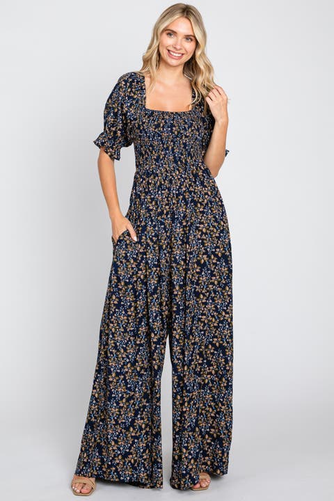 Floral Smocked Jumpsuit