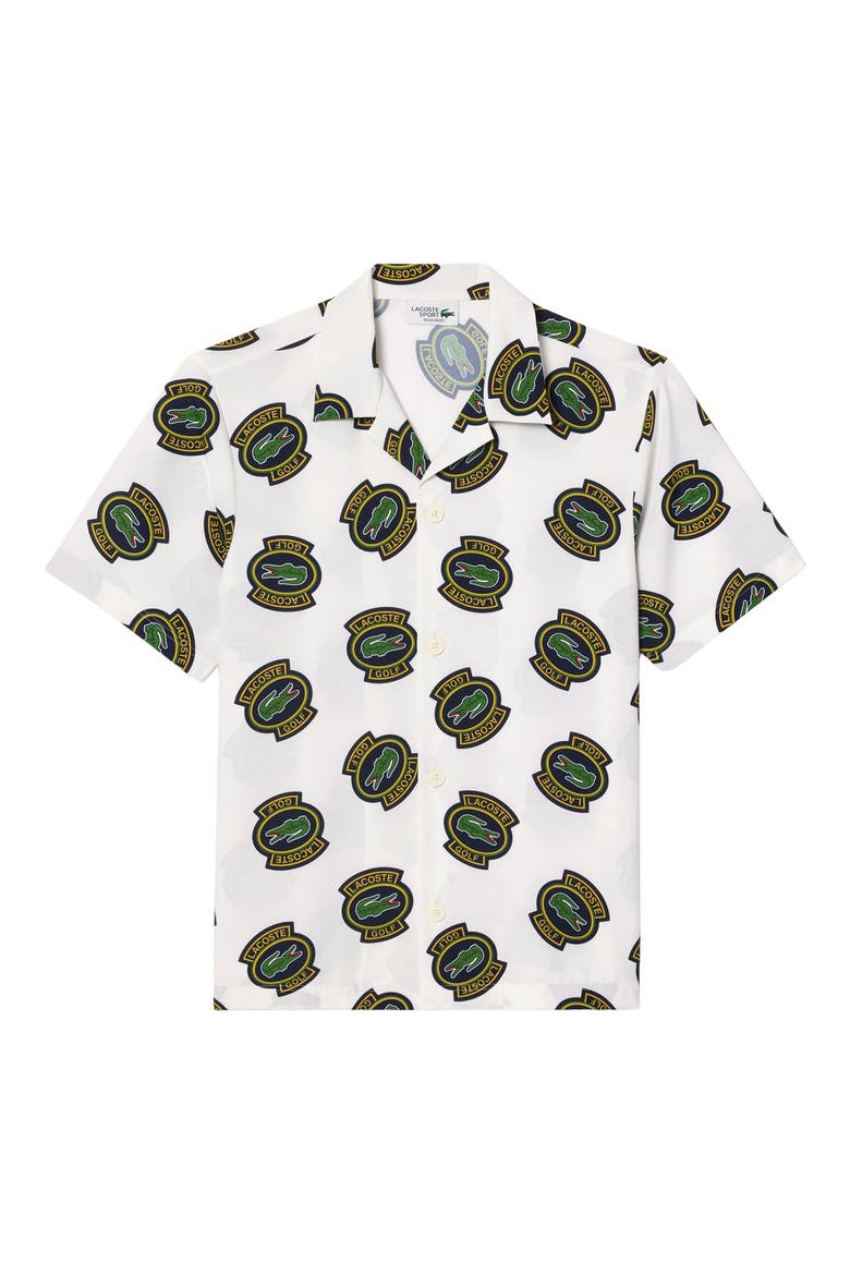 Regular Fit Performance Golf Short Sleeve Button-Up Shirt, Alternate, color, IQH FARINE/ANANAS-NOIR