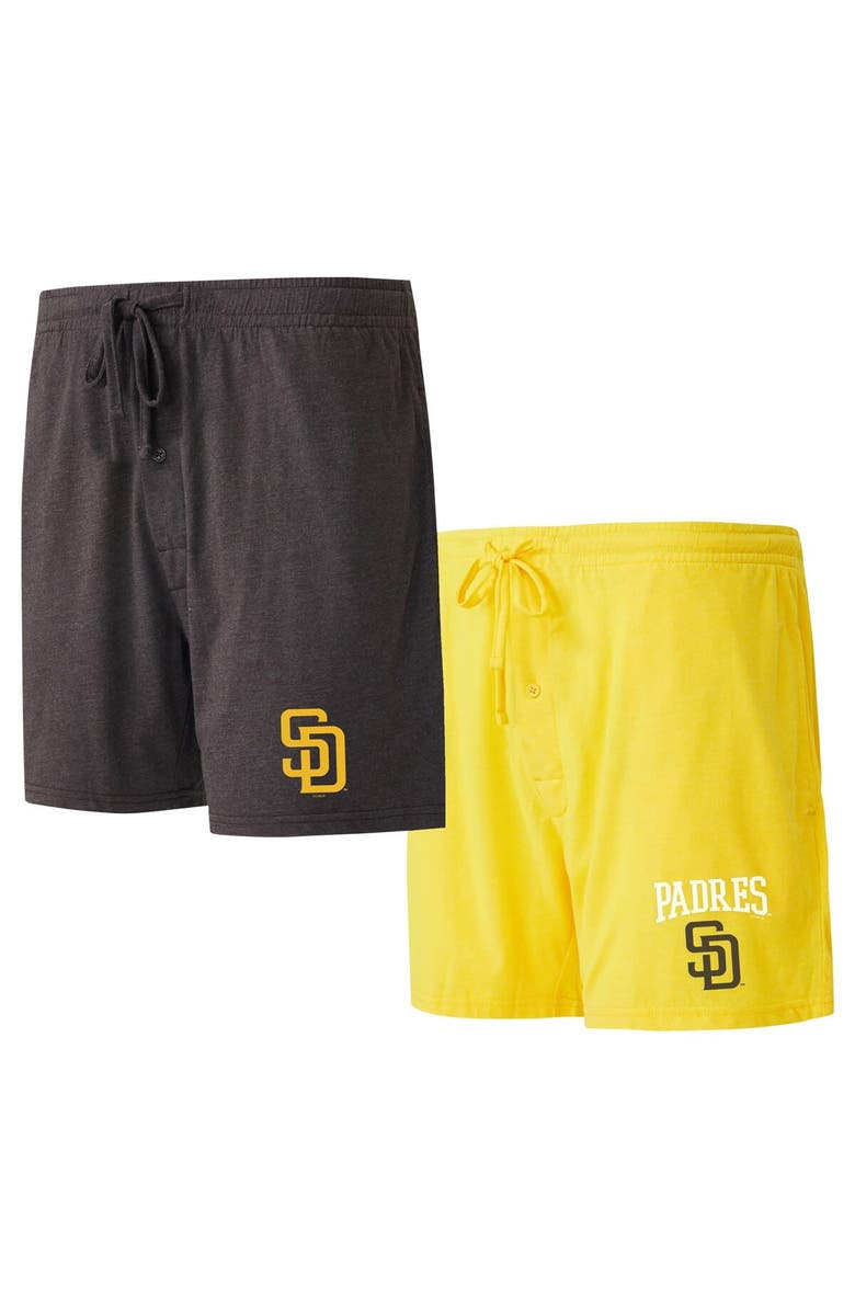 CONCEPTS SPORT Men's Concepts Sport Brown/Gold San Diego Padres Two-Pack Meter Sleep Shorts, Main, color, Brown