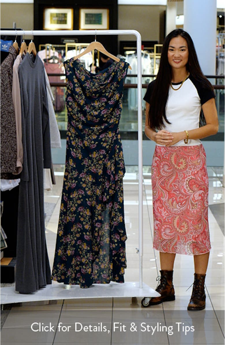 Cascading Off the Shoulder Evening Dress