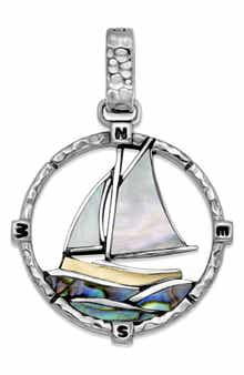 SAMUEL B. Two-Tone Abalone & Mother-of-Pearl Sailboat Pendant