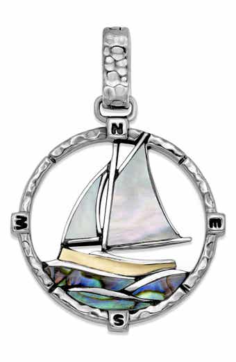 Two-Tone Abalone & Mother-of-Pearl Sailboat Pendant