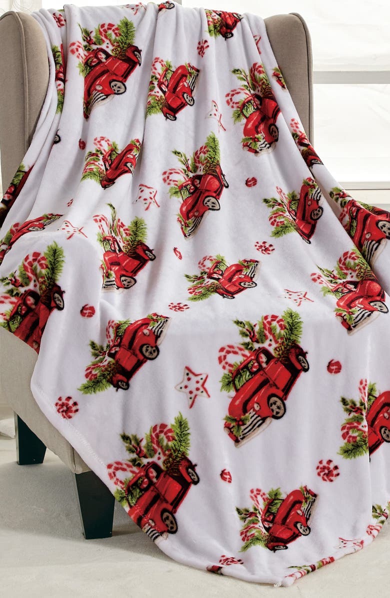 Luxury Home Rustic Pickup Truck Holiday Plush Fleece Throw Blanket, Alternate, color, Multi Color