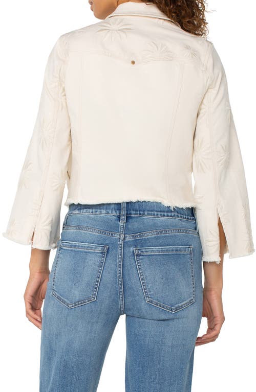 LIVERPOOL LOS ANGELES LIVERPOOL LOS ANGELES FLORAL EMBROIDERED RAW EDGE TRUCKER JACKET 