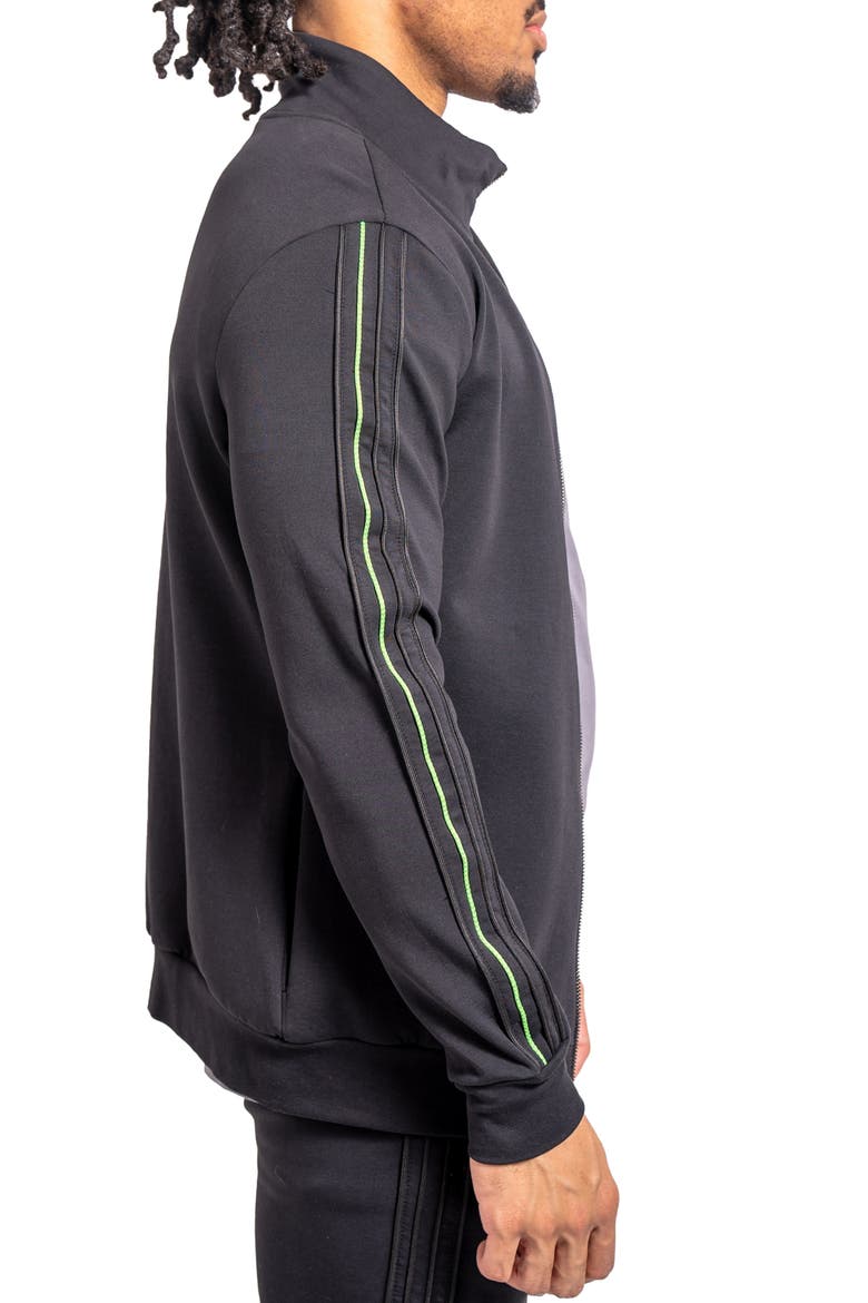 Zipper Resistanceneon Black Knit Track Jacket, Alternate, color, BLACK