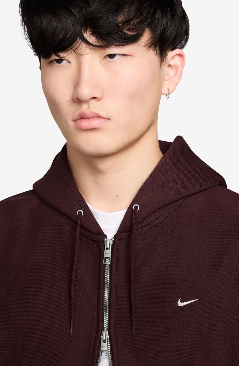 Nike Life Fleece Full Zip Hoodie, Alternate, color, Burgundy Crush/ White
