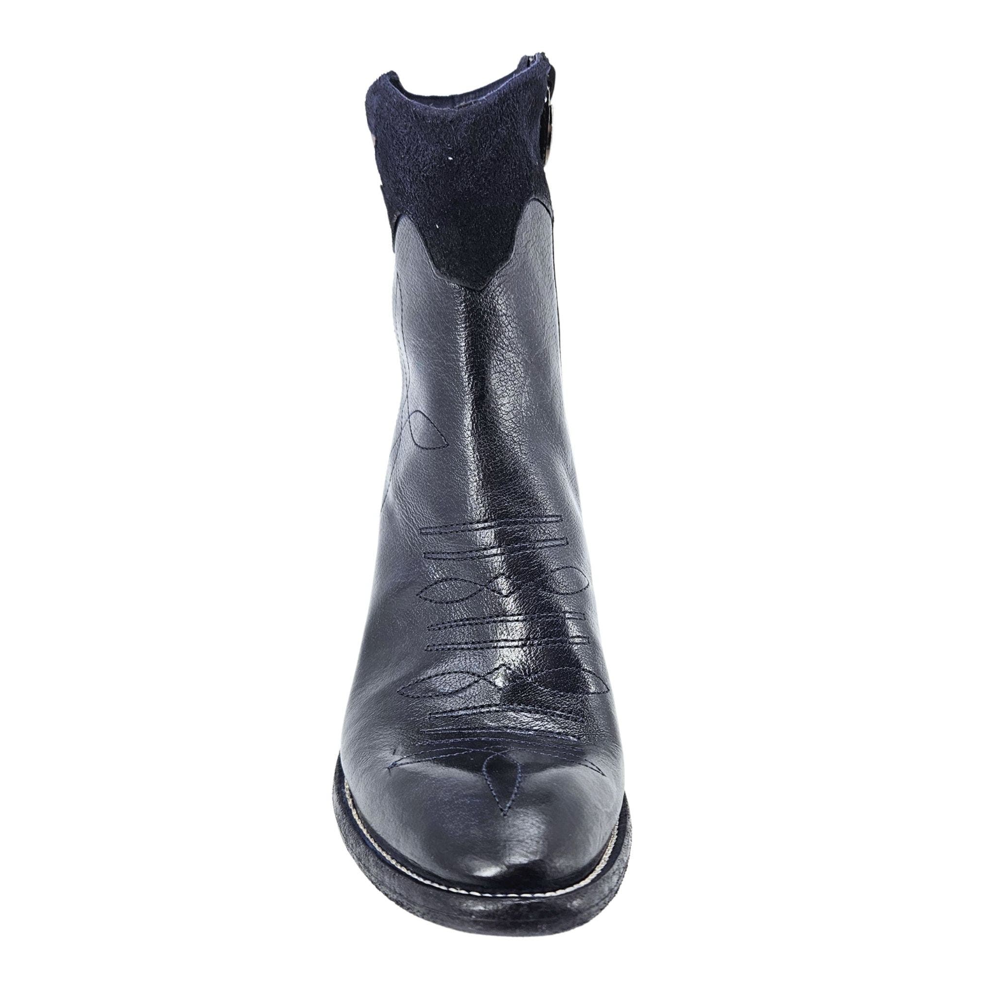 Cowboy Round Toe Star Ankle Boot, Alternate, color, Navy