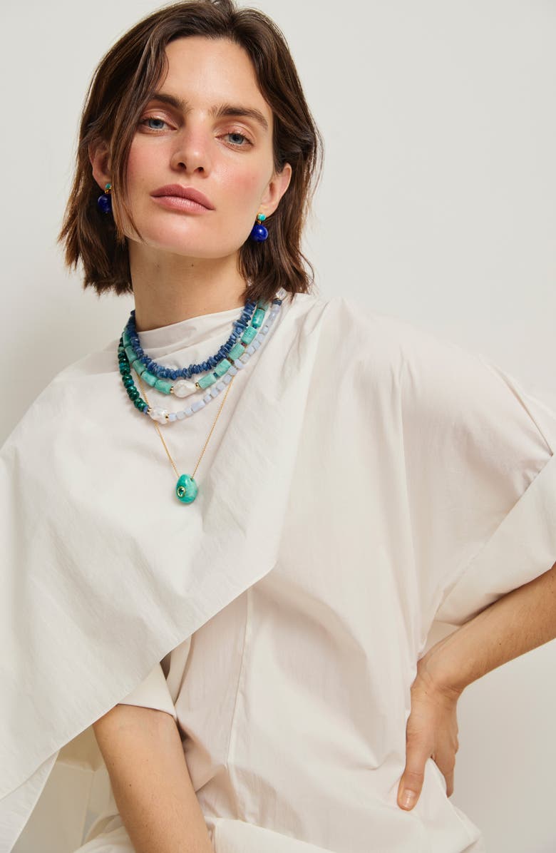 Lizzie Fortunato Constance Pendant Necklace, Alternate, color, Green