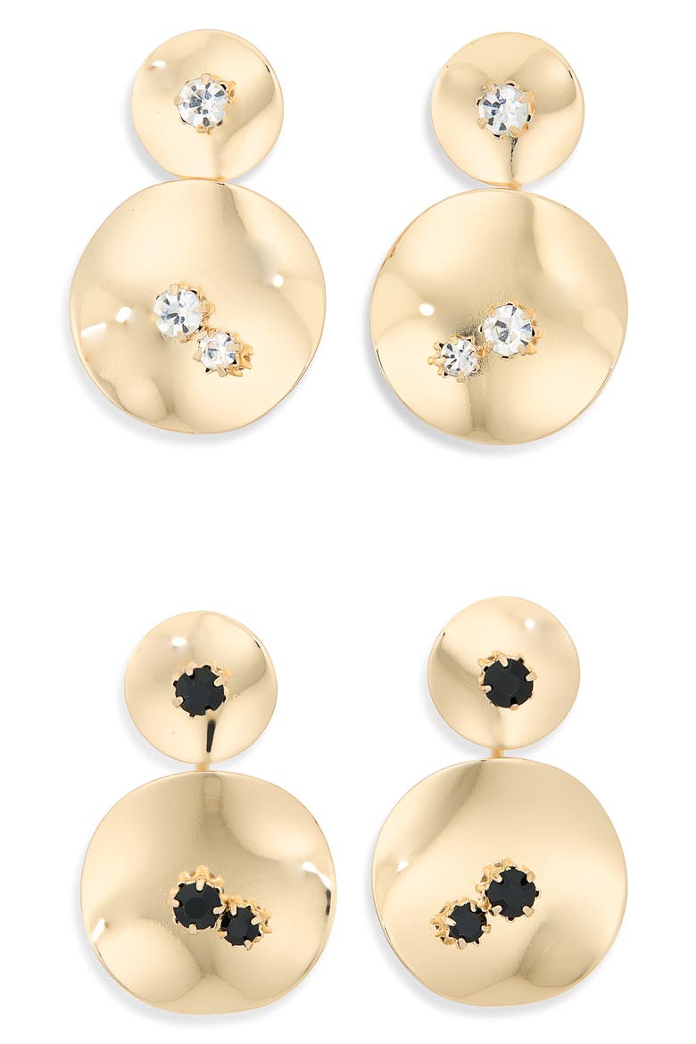Set of 2 Drop Earrings, Main, color, GOLD