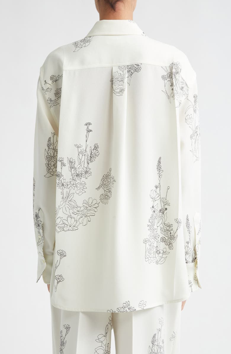 Victoria Beckham Floral Print Sable Cady Button-Up Shirt, Alternate, color, Off White Black