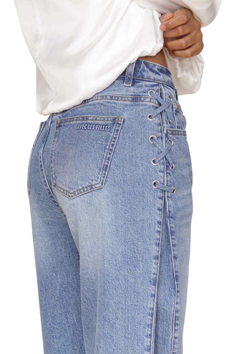 Avec Les Filles High Waist Adjustable Leg Jeans, Alternate, color, Kauri Wash