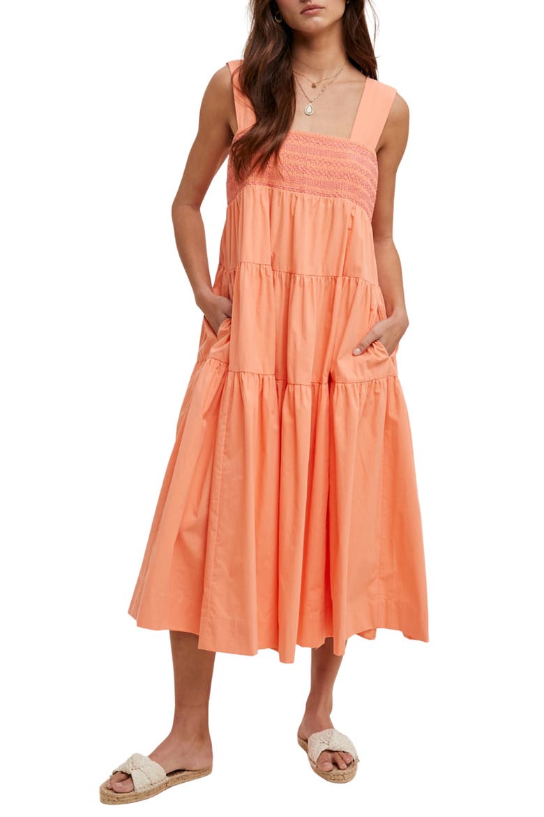 Tiered Maxi Dress, Main, color, SUNKIST/ PUNCH