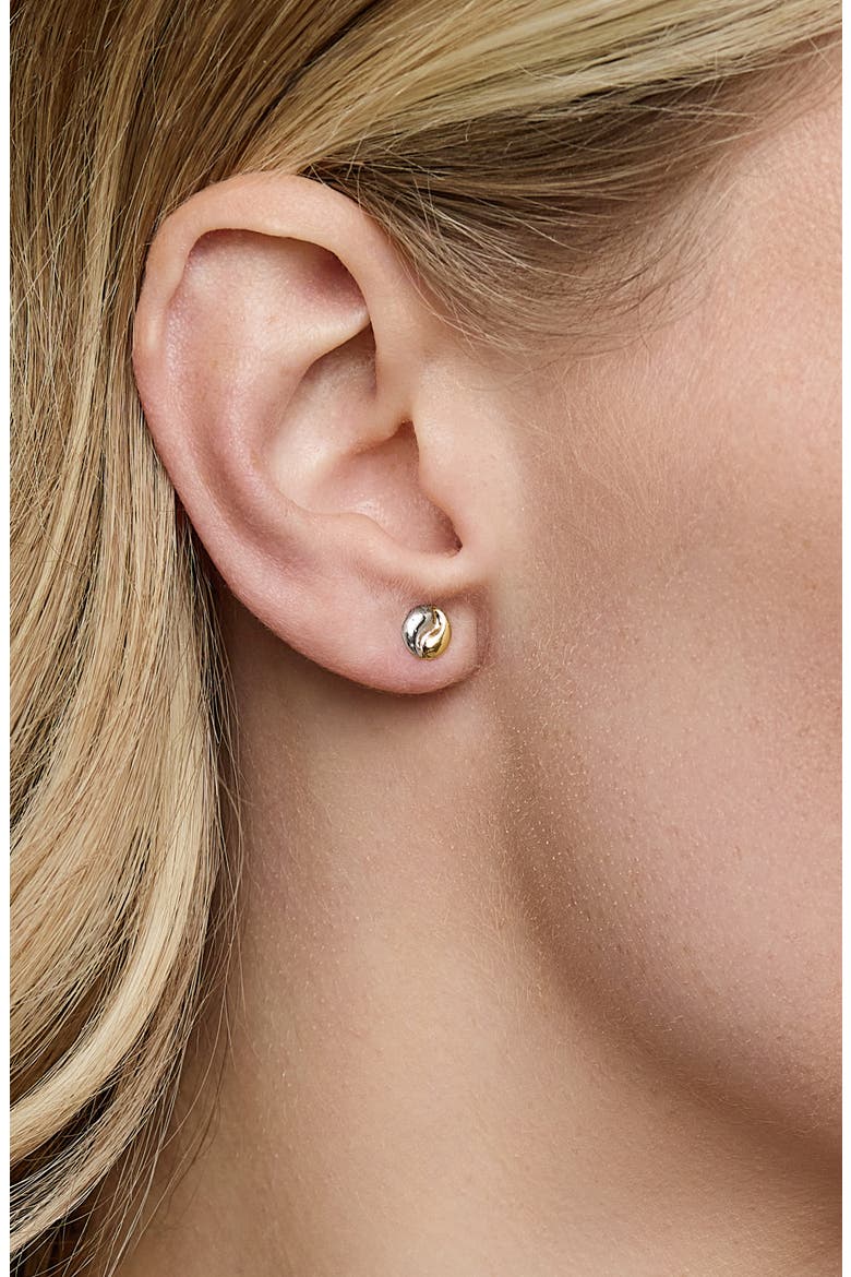 14K Gold Two-Tone Stud Earrings, Alternate, color, 14K TWO TONE GOLD