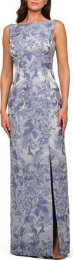 Kay Unger Everleigh Floral Jacquard Column Gown