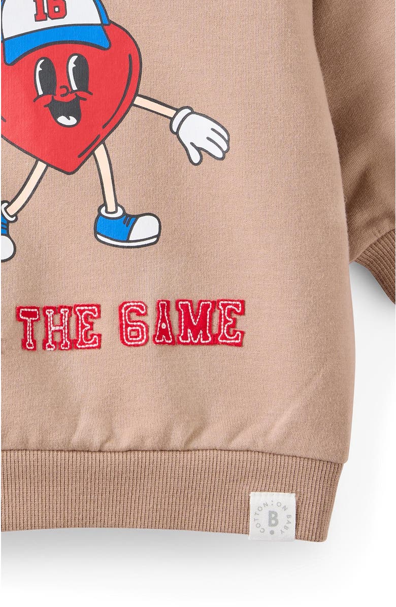 Cotton On Kids Riley Sweater, Alternate, color, Oatmilk Love The Game