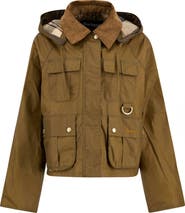 Barbour Liza Water Repellent Waxed Cotton Jacket with Removable Hood