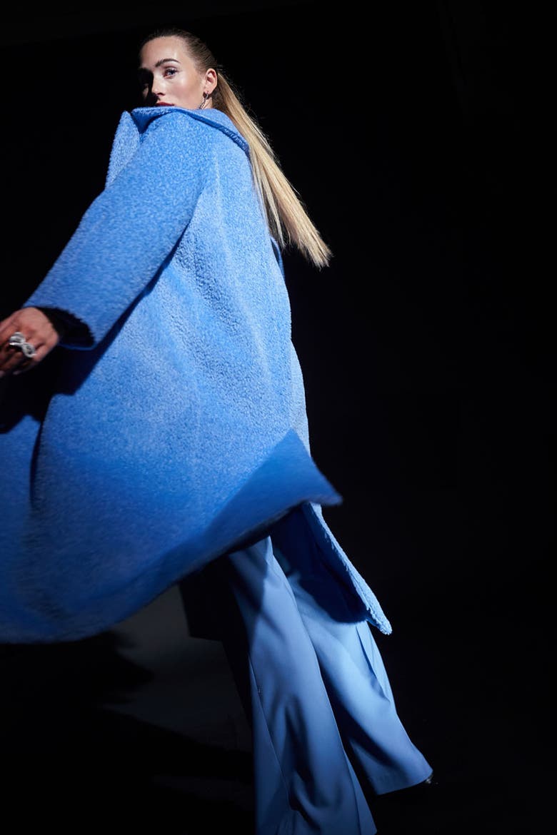 Long Alpaca Coat, Alternate, color, Blue