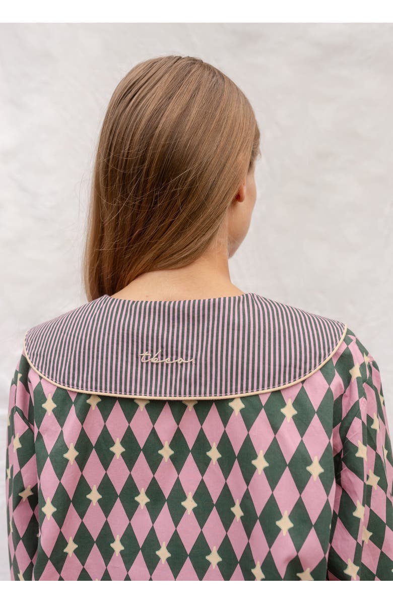 TBCo Cotton Harlequin Collar Pajamas, Alternate, color, Pink Harlequin