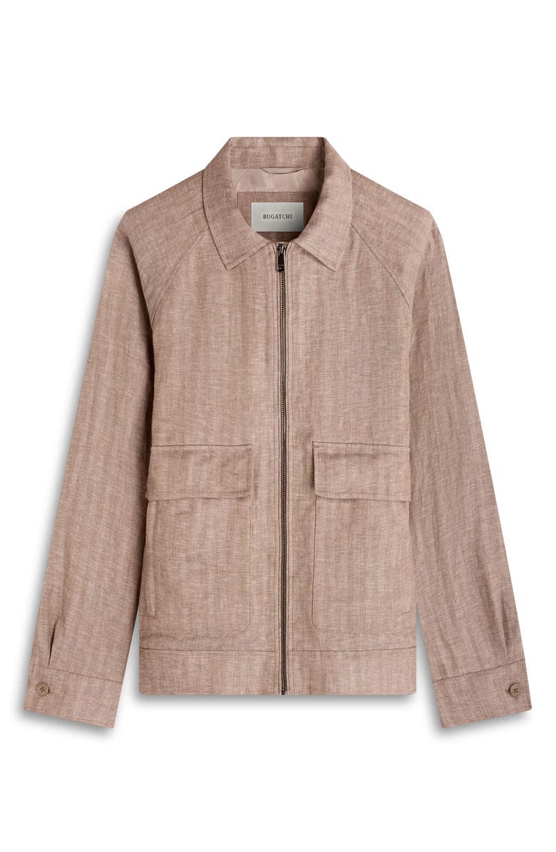 Bugatchi Linen Bomber Jacket, Alternate, color, Tobacco
