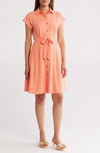Calvin Klein Short Sleeve A-Line Shirtdress | Nordstromrack