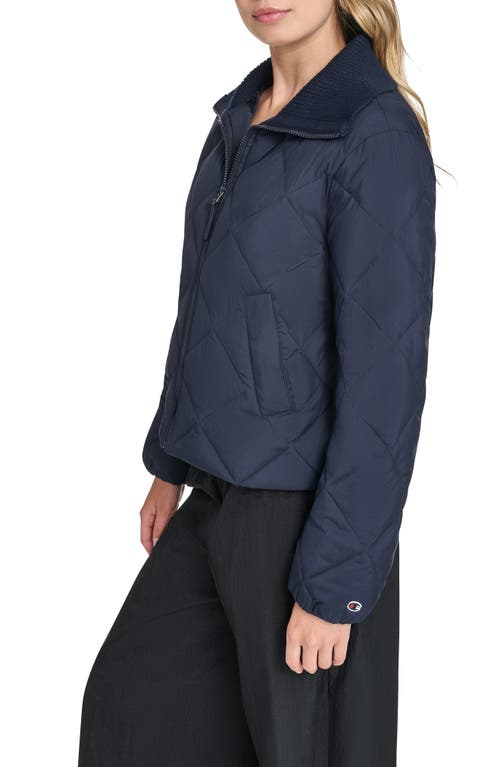 Champion Diamond Quilted Shawl Collar Jacket In Blue