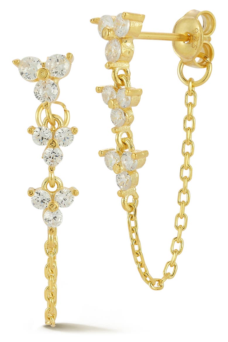 Cluster Front/Back Earrings, Main, color, GOLD
