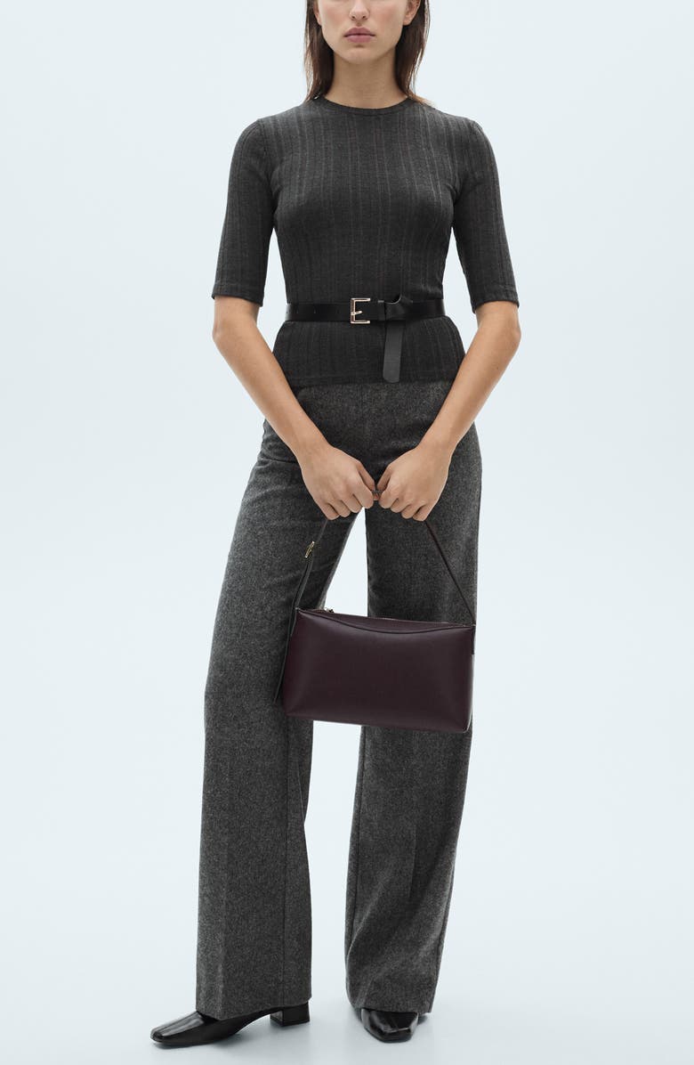 MANGO Elbow Sleeve Rib Knit Top, Alternate, color, 