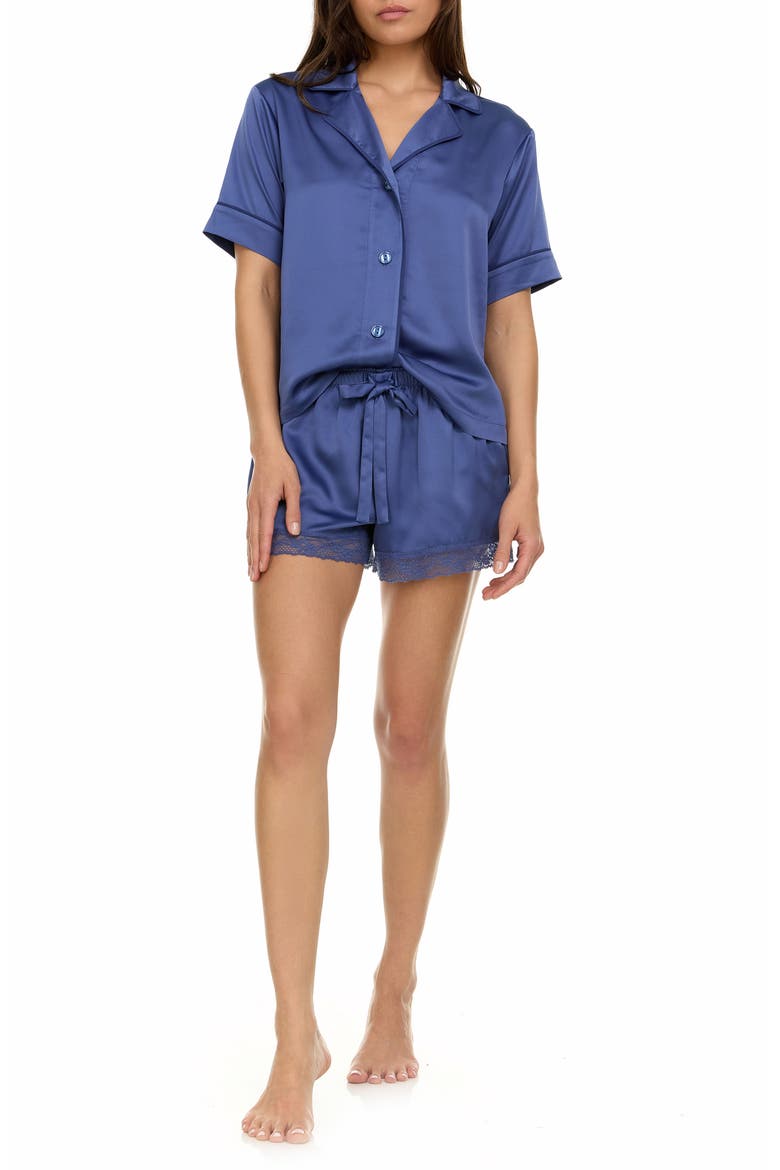 Selena Satin Charmeuse Short Pajamas, Main, color, NAVY