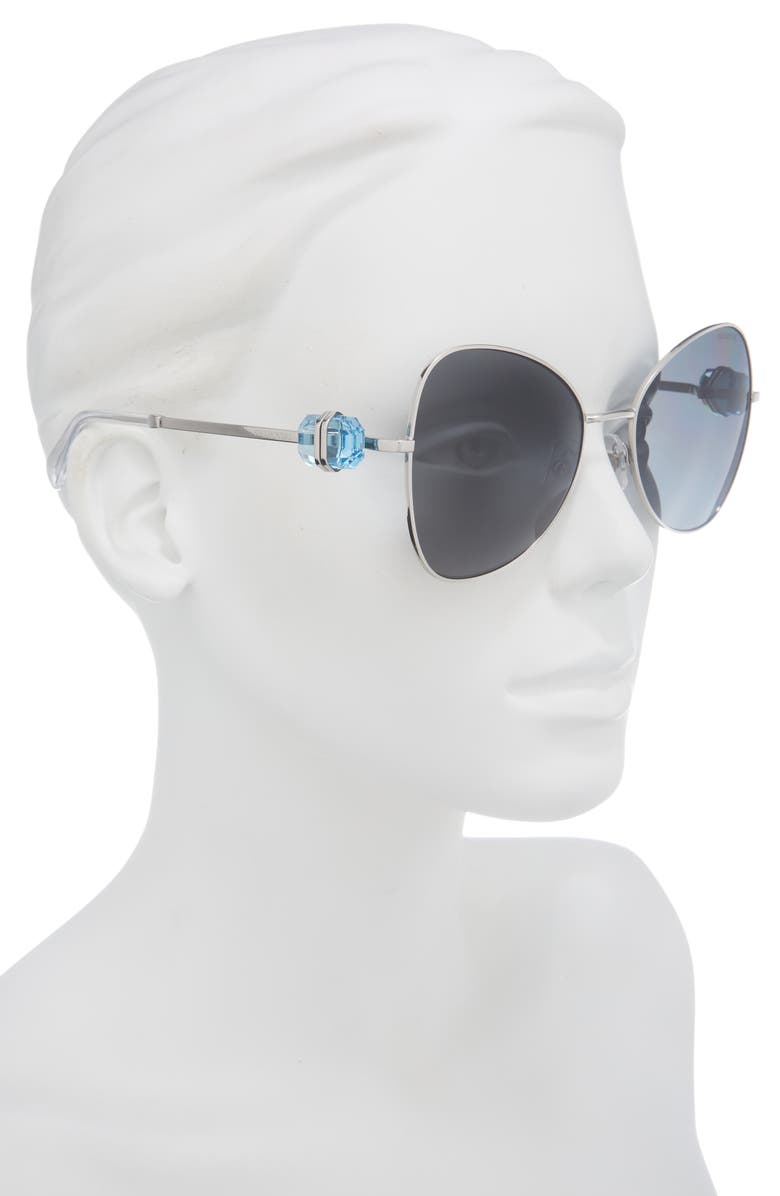 Swarovski 57mm Butterfly Sunglasses, Alternate, color, Silver