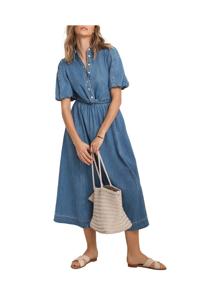 Denim Twist Midi Dress, Alternate, color, Blue