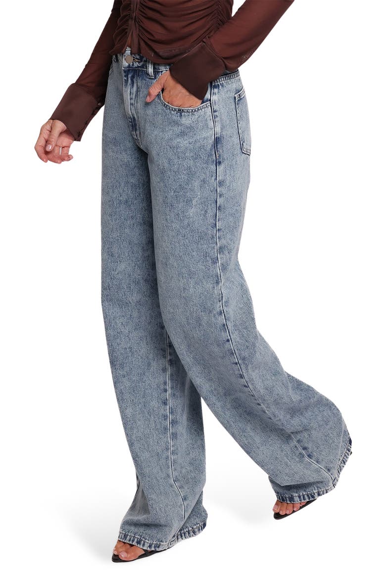 Kendall High Waist Straight Leg Corduroy Pants, Alternate, color, MEDIUM WASH