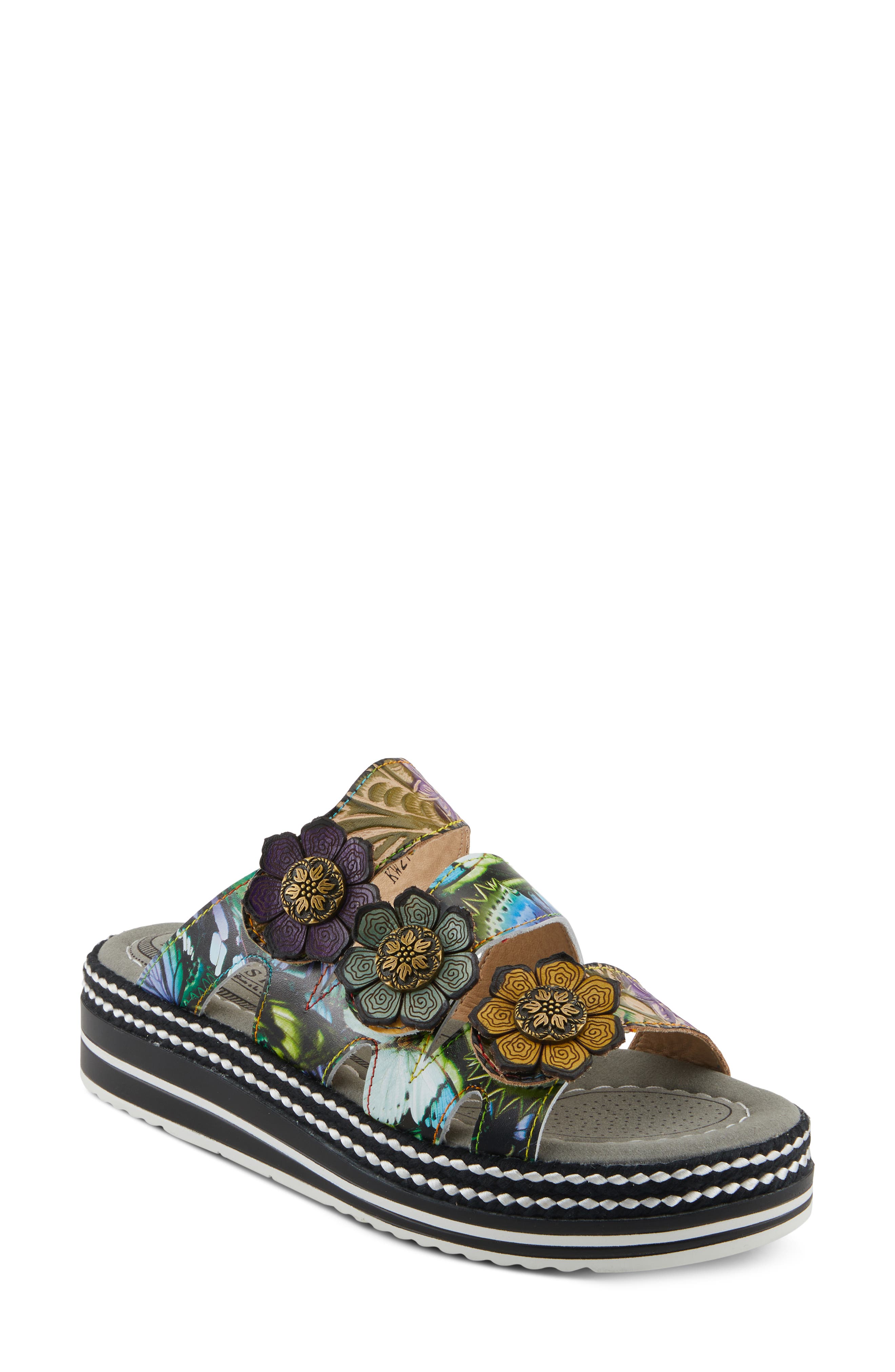 L'Artiste by Spring Step Naomi Platform Slide Sandal, Main, color, Olive Multi