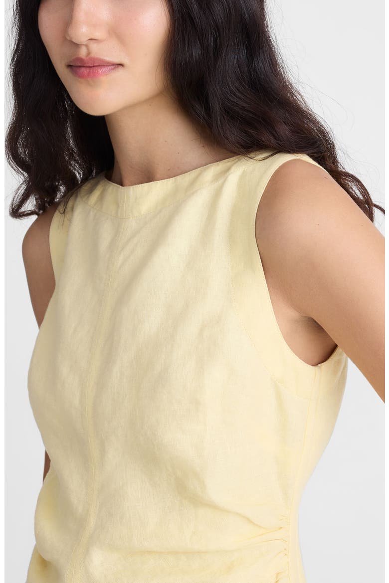Boat Neck Shirred Linen Minidress, Alternate, color, CANDLELIGHT
