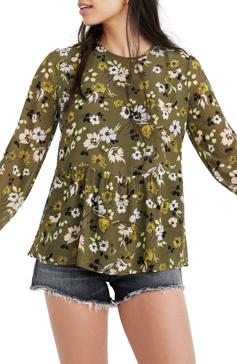 Madewell Georgette Peplum Top, Main, color,