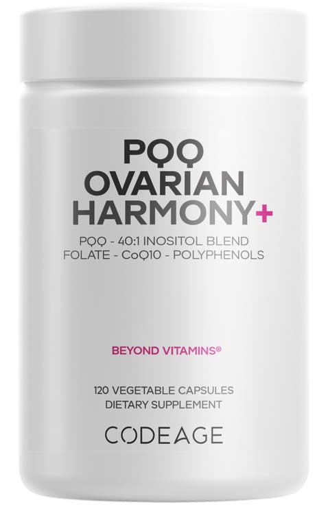 PQQ Ovarian Harmony, Myo + D-Chiro-Inositol, CoQ10, Folate, Pyrroloquinoline Quinone