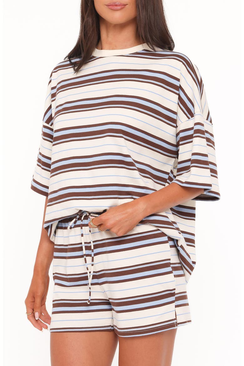 Hellen 2-Piece Striped Shorts Set, Alternate, color, BROWN MULTI STRIPE