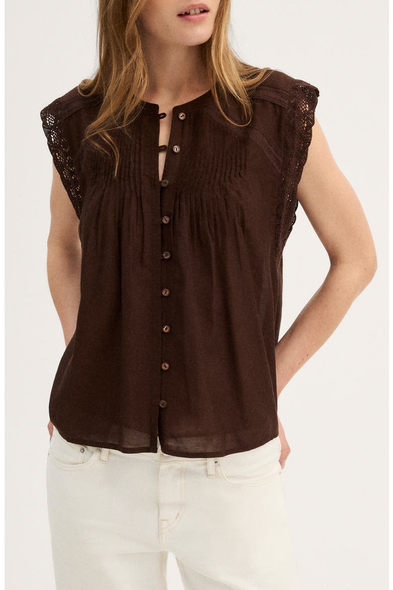 Lace Trim Sleeveless Top, Main, color, DARK CHICORY