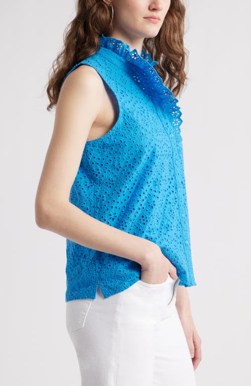 Caslonr Caslon(r) Ruffle Eyelet Sleeveless Button-up Shirt