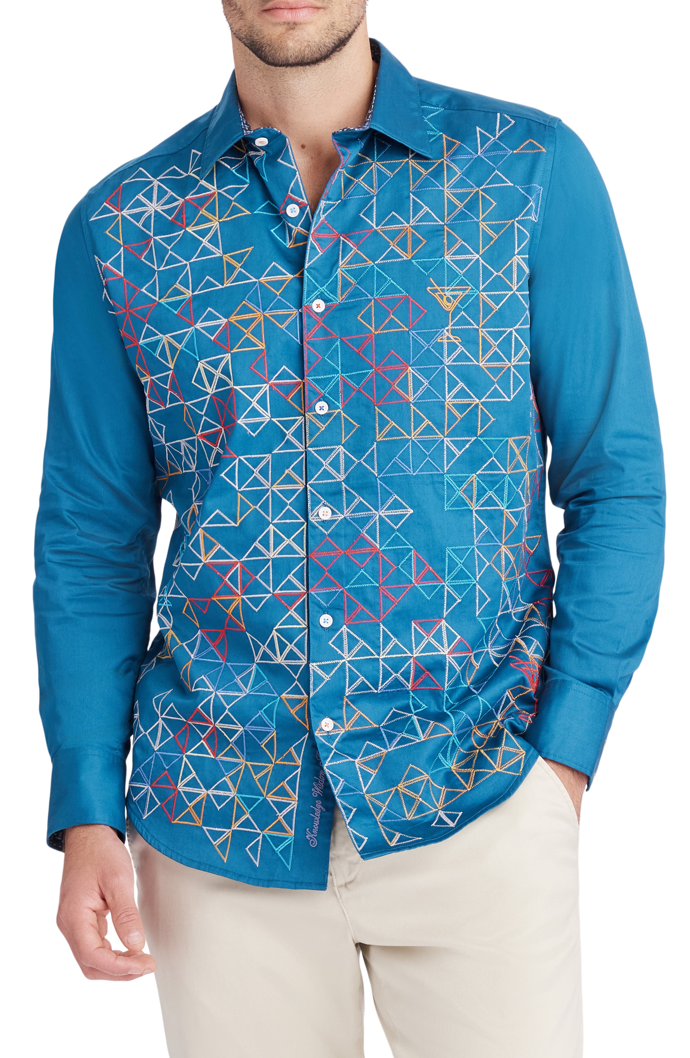 Robert Graham Shake & Stir Embroidered Button Up Shirt